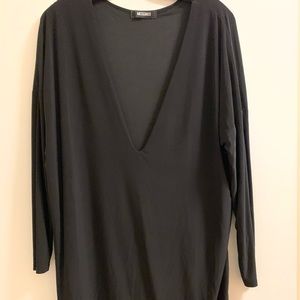 MISSGUIDED Deep V Long Sleeve Dress